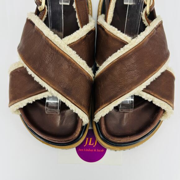 Alohas Women's Marshmallow Leather Fuzzy Shearling Sandals Size 38 EU/ 7-7.5 US - Picture 5 of 13